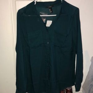 Long sleeve green silk shirt